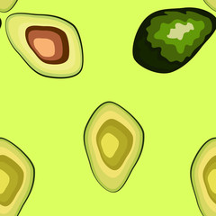 Fresh avocado hand draw seamless pattern.Natural and healthy nutrition. Organic food.