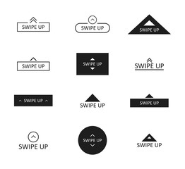 Swipe up icon set isolated on white background for social media stories, scroll pictogram. Arrow up logo for blogger