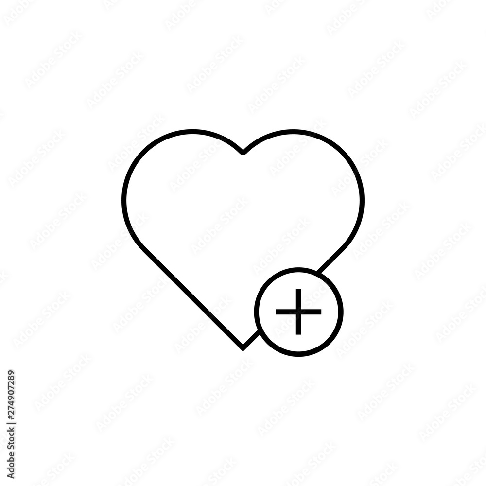 Aufkleber heart plus icon. element of web for mobile concept and web apps icon. outline, thin line icon for we