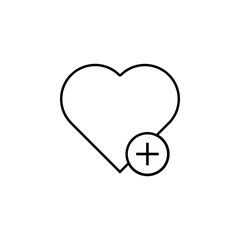 heart plus icon. Element of web for mobile concept and web apps icon. Outline, thin line icon for website design and development, app development