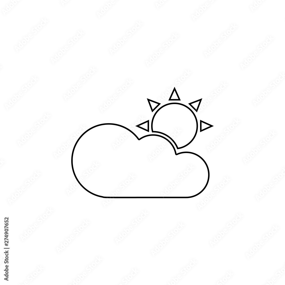 Aufkleber sun and cloud icon. element of web for mobile concept and web apps icon. outline, thin line icon for