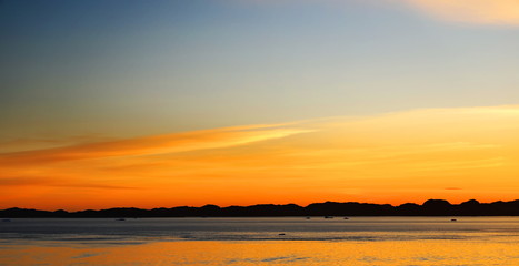 Arctic sunset over Nuuk, Greenland panorama