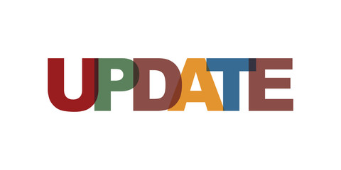 Update business card text. Modern lettering poster. Color word art slogan icon. Phrases vector print design elements.