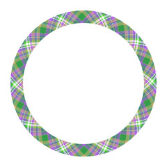 Naklejka premium Circle borders and frames vector. Round border pattern geometric vintage frame design. Scottish tartan plaid fabric texture. Template for gift card, collage, scrapbook or photo album and portrait..
