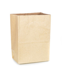 Brown paper bag isolated on white
