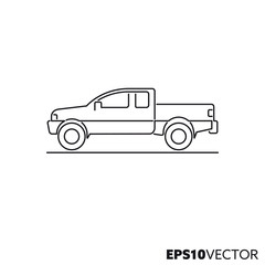 Pickup truck vector line icon © eyewave