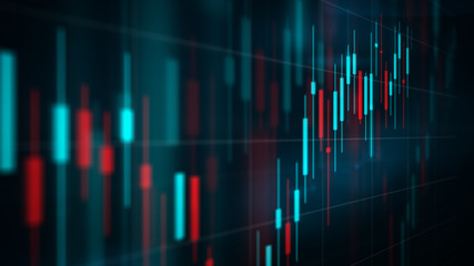 Digital Candlestick Stock Chart 3D View 
