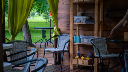 Obraz na płótnie Canvas outdoor cafe covered terrace