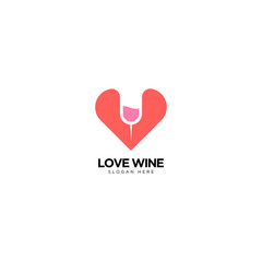 Love and Wine Logo Design Vector