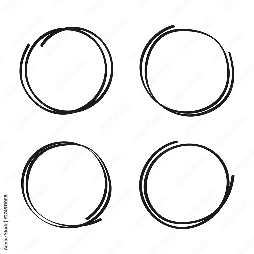 Poster hand drawn circles sketch frame super set. rounds scribble line circles. vector illustrations