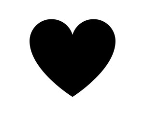 Love heart vector icon black silhouette isolated on white background.
