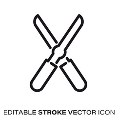 Pruning shears vector line icon