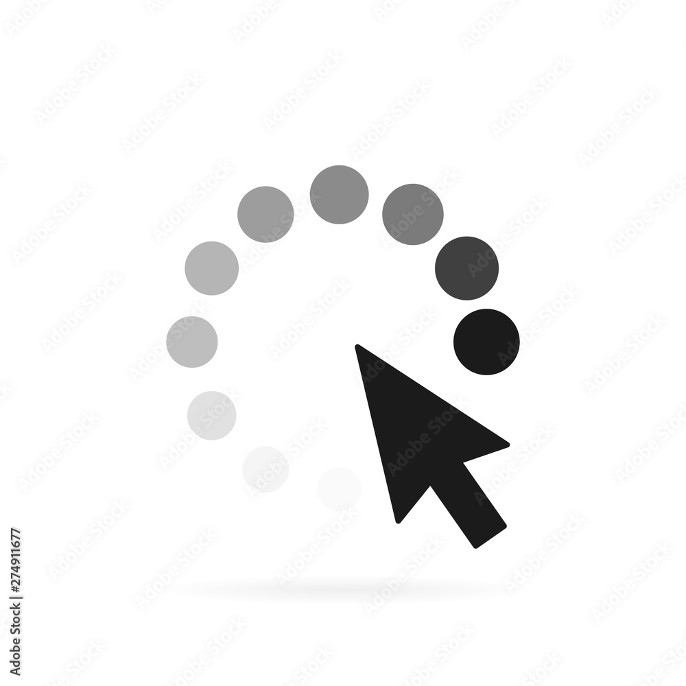 Poster computer mouse click cursor arrow icon. loading process. vector illustration