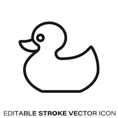 Rubber ducky toy vector line icon