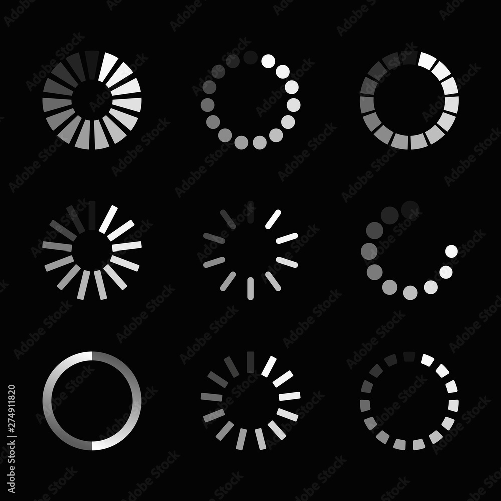 Poster super set different load icon. circle website buffer loader or preloader. download or upload status 