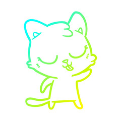 cold gradient line drawing cartoon cat hissing