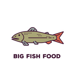 Fish line style illustration. Flat style line modern vector illustration with retro colors. Template for banner or icon. Food or fishing aquatic wildlife. Pixel perfect lines.