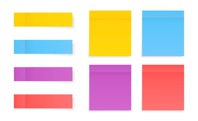 Different color paper stickers vector collection. Sticky colored notes. Post note paper. Place any text on it