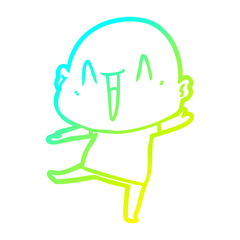 cold gradient line drawing happy cartoon bald man