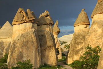 Pasabag Valley, Cappadocia, Turkey. Mushroom-shaped pillars of weathering Valley of the Monks.  