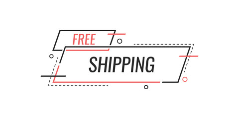 Free shipping delivery banner design. Truck product shipping promotion typography. Vector illustration