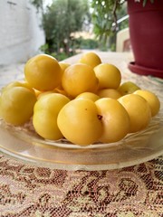 Naklejka na ściany i meble plums fruit fresh sweet yellow
