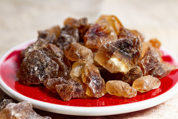 Crystals of candy sugar, traditional brown rock sugar originally from Isfachan, Iran