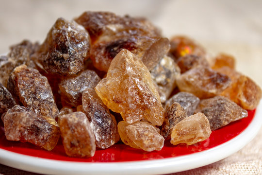 Crystals of candy sugar, traditional brown rock sugar originally from Isfachan, Iran