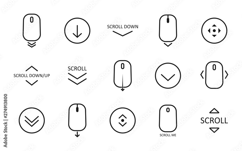 Poster scroll down icon. scrolling mouse symbol for web design isolated on white background. modern vector 