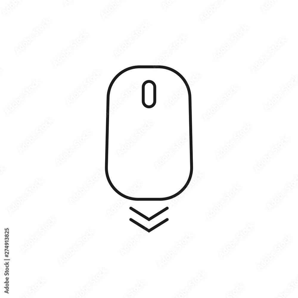 Poster scroll down icon. scrolling mouse symbol for web design isolated on white background. modern vector 