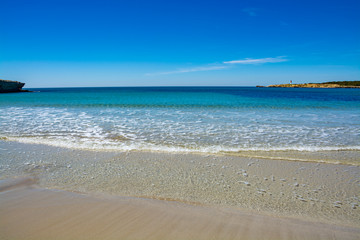 Fototapeta na wymiar Crystal clear blue Mediterranean sea water on St.Croix Martigues beach, Provence, France