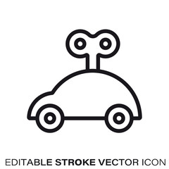 Wind-up toy car vector line icon