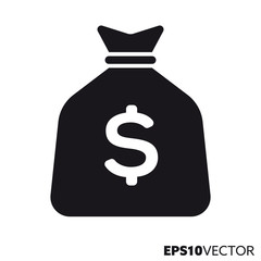 Money bag vector glyph icon