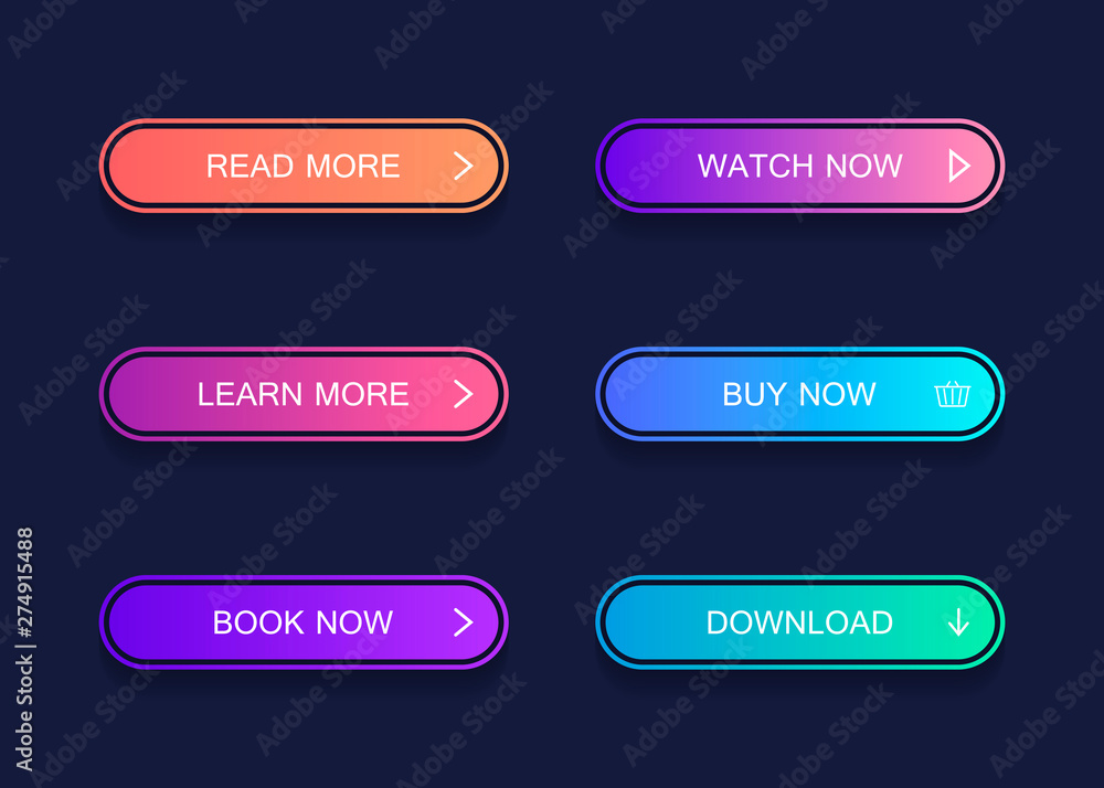 Aufkleber set of modern material style buttons. different gradient colors. modern vector illustration flat sty