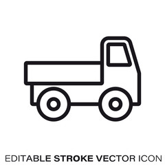 Toy lorry vector line icon