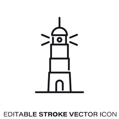 Lighthouse on land vector line icon