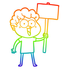 rainbow gradient line drawing cartoon happy man