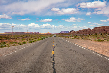 Monument Valley highway, Tribal Park in the Arizona-Utah border, USA