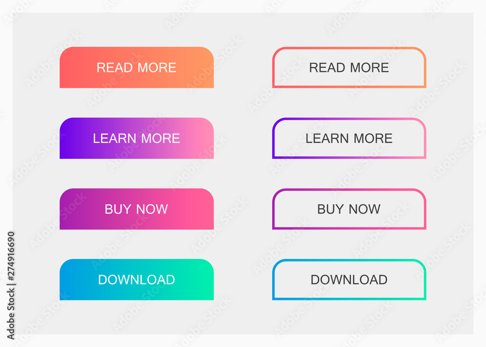 Poster set of modern material style buttons. different gradient colors. modern vector illustration flat sty