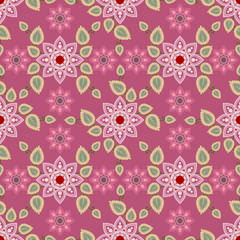 Ornament  flower mandala elements seamless pattern,Traditional oriental interior fabric print.