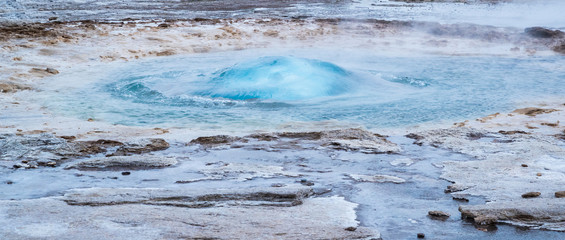 Initial start of a giant geyser, Iceland