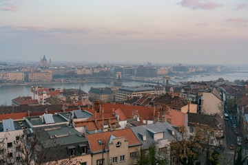 Fototapeta na wymiar Afternoon aerial view of Budapest cityscape