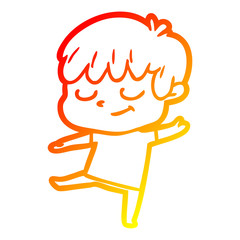 warm gradient line drawing cartoon happy boy