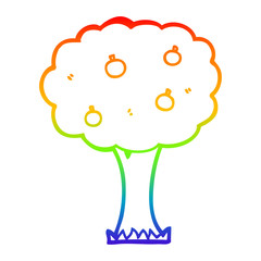 rainbow gradient line drawing cartoon apple tree