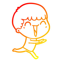 warm gradient line drawing cartoon happy man