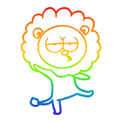 rainbow gradient line drawing cartoon dancing lion
