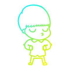 cold gradient line drawing cartoon calm boy