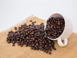 cup of coffee with beans
