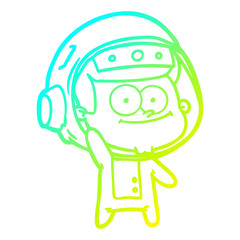 cold gradient line drawing happy astronaut cartoon