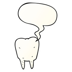 cartoon tooth and speech bubble in smooth gradient style